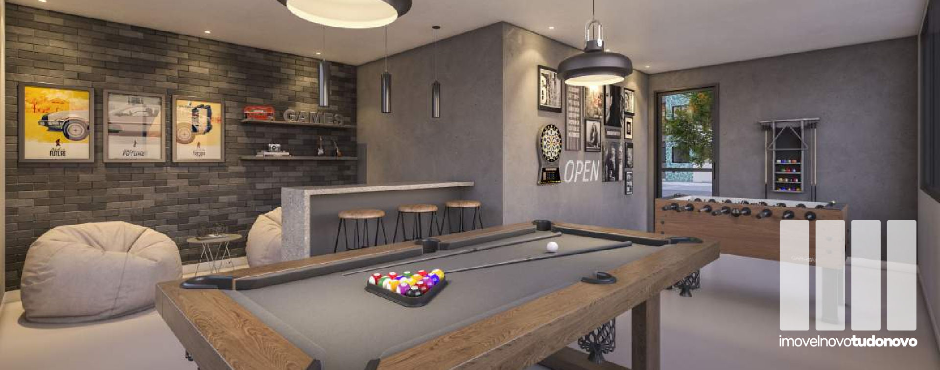 Pub lounge com jogos