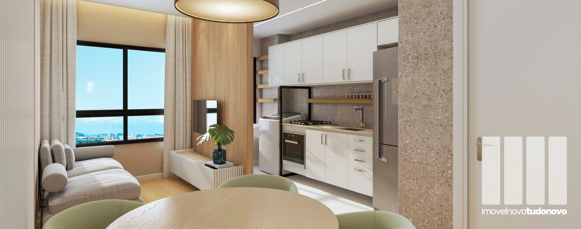 Sala integrada à cozinha