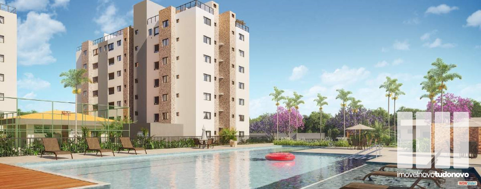 Piscina com deck molhado