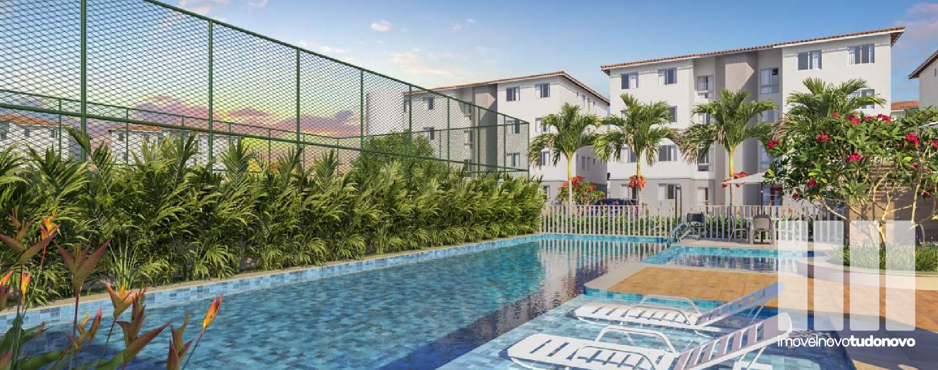 Piscina com deck molhado